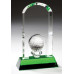 Arch Top Crystal with Golf Ball on Green Crystal Base