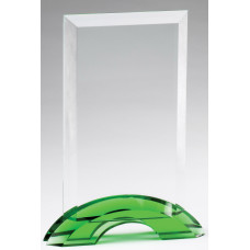 Emerald Green Double Arc Rectangle Glass Award, Large