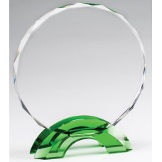Emerald Green Double Arc Round Glass Award, Small