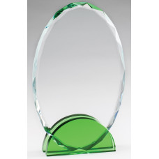 Emerald Green Double Arc Oval Glass Award, Large