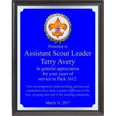 Engraved Blue And Silver Boy Scout Plaque BSP4