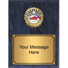 Economy Heat Transfer Plaque with Pinewood Derby Medallion Economy Heat Transfer Plaque with Pinewood Derby Medallion