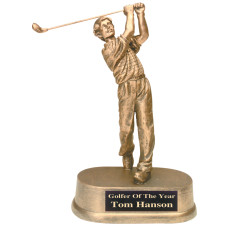 8 3/4 inch Antique Gold Male Golf Resin