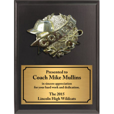 Economy Heat Transfer Coach Plaque with Sculpted Gold Plaque Mount