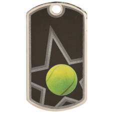 2 inch Black-Silver Tennis Star Dog Tag