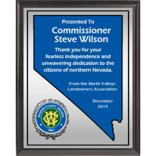 Heat Transfer Plaque, Silver Plate, Raised Medallion Holder, Nevada Theme Heat Transfer Plaque, Silver Plate, Raised Medallion Holder, Nevada Theme