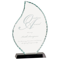 Flame Facet Glass on Black Base, Large