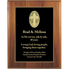 Genuine Walnut Plaque with black Cross Designer Plaque Plate