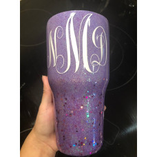 Monogram Custom Glitter Tumbler, Lavender Monogram Custom Glitter Tumbler, Lavender