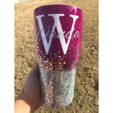 Magenta and Silver Glitter Tumbler