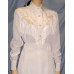 Long Sleeve Bridal Blouse, White with Off-White Fringe