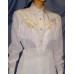Long Sleeve Bridal Blouse, White with Off-White Fringe