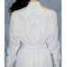 Long Sleeve Bridal Blouse, White with Off-White Fringe