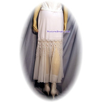 Fringed Rose Lace Skirt, White